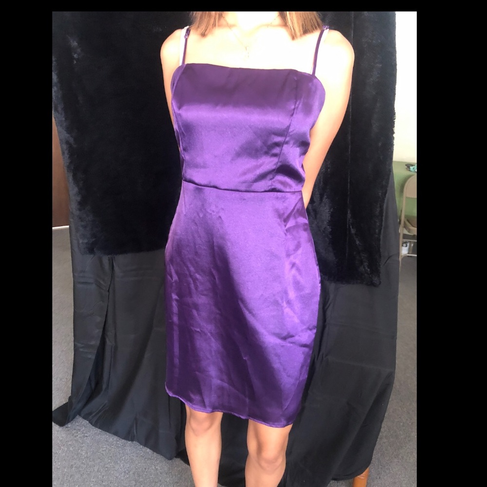 Purple body con slip dress spaghetti straps size M short homecoming dress
